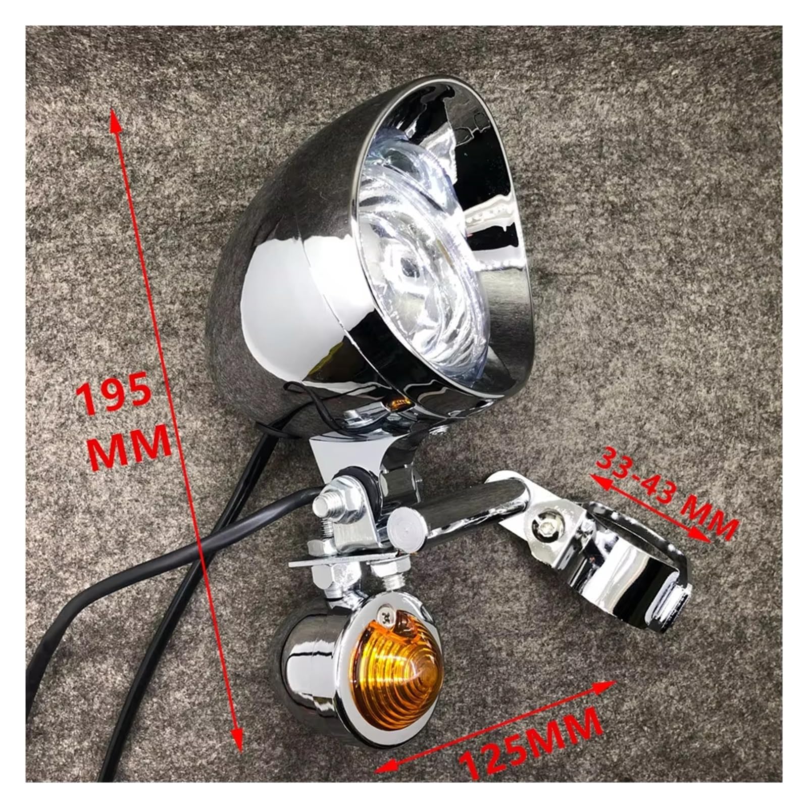 Phare Avant Moto Phare Additionnel Chromé Universel Moto pour Triumph pour Cafe pour Racer 1 Jeu avec Clignotants Feu Position Auxiliaire LED Phares Avant