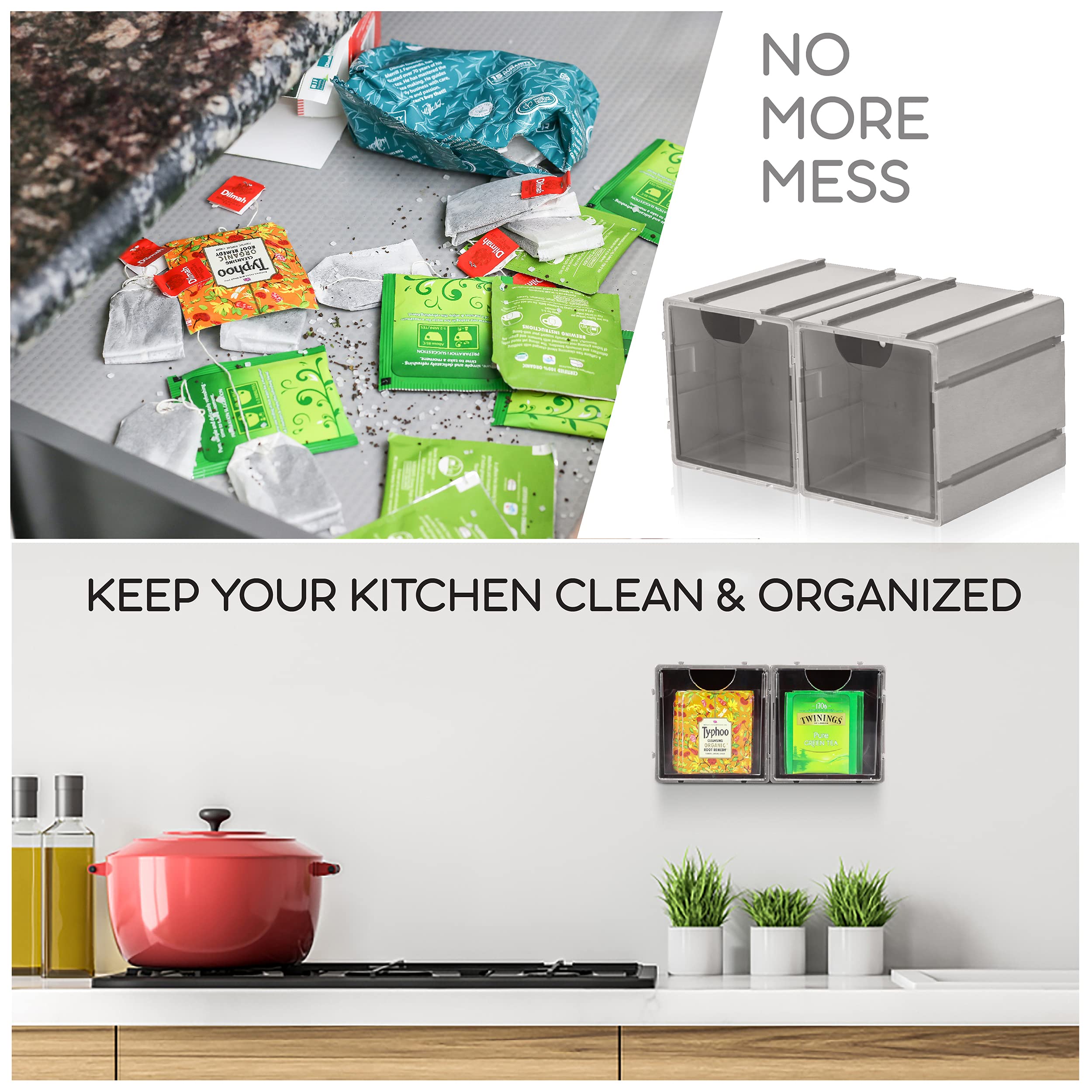 Tea Organizer Drawer Kitchen Packet Containers Wall Self Adhesive Modular  Coffee Storage Organizer Condiment Packet Organizer Wall Tea Storage Chests  ...