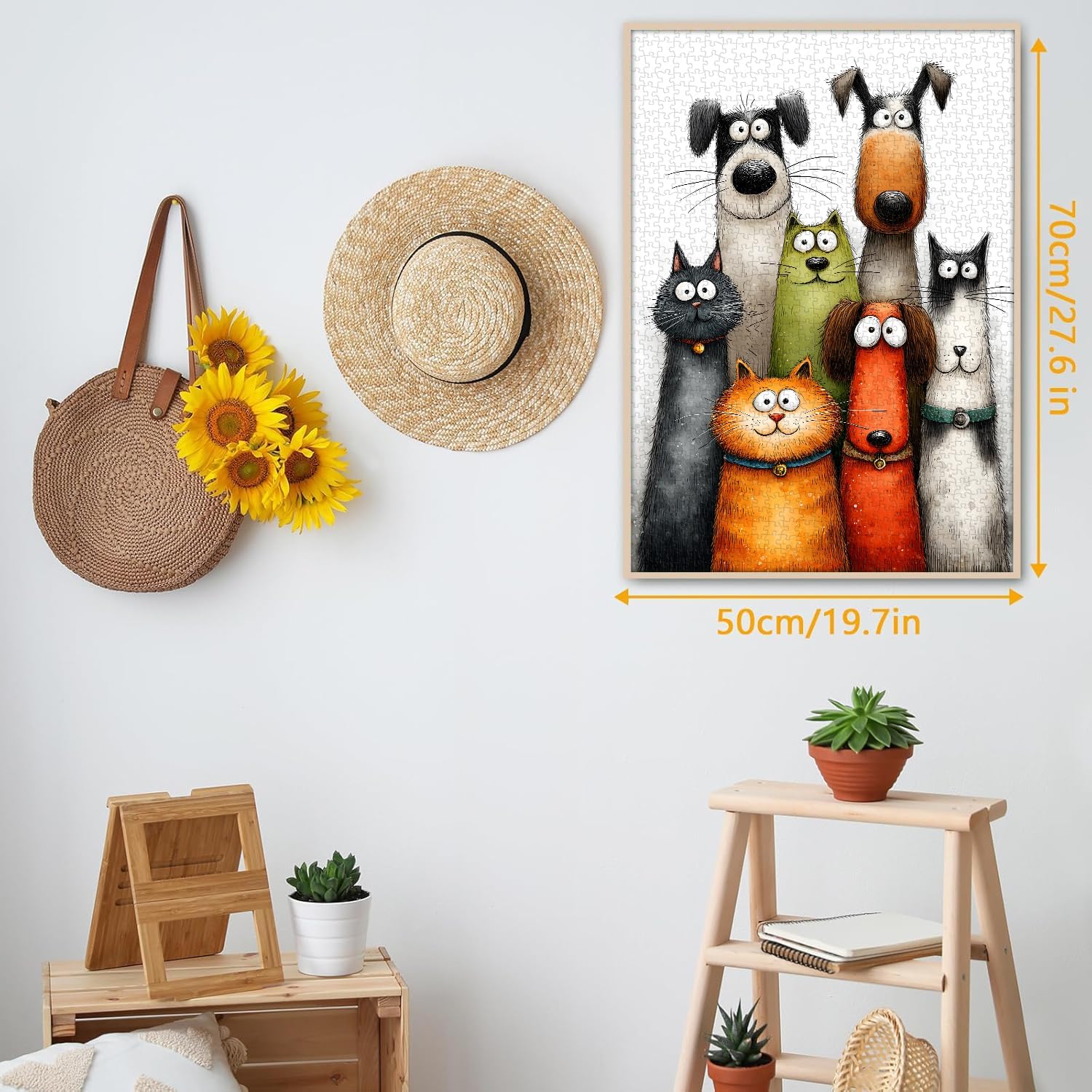 Funny Pets Jigsaw Puzzle 1000 Pieces, Dog Puzzles for Adults Cute Cat, Larkipuzz Impossible Challenging Whimsical Animals Theme as Home Decor
