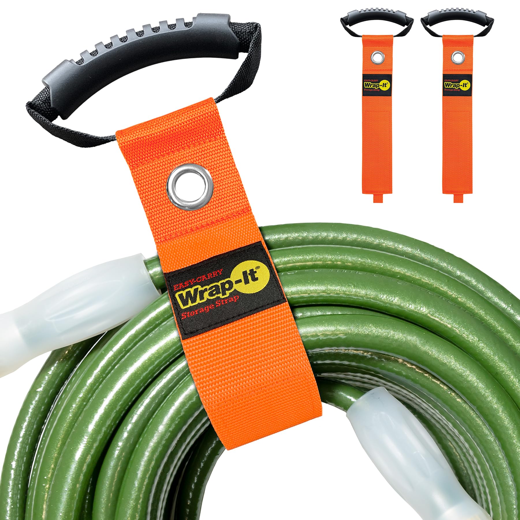 Easy-Carry Wrap-It Storage Straps - 28” (2-Pack) Blaze Orange with Grommet