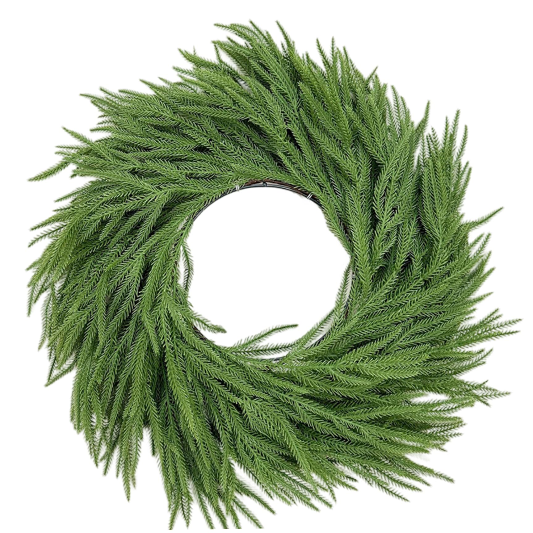 Couronne de Noël en pin Norfolk 45,7 cm guirlande suspendue pour fenêtre et mur de maison