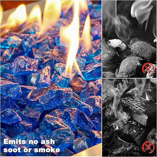 Miniatura 2 de Hisencn 12 pulgada 10-libras mezclado hoguera de vidrio para interior y exterior chimeneas de gas de vidrio de fuego, cuencos de fuego, jardín