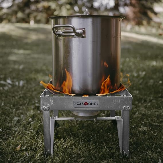 GasOne Stainless Steel Outdoor Propane Burner High Pressure Camp Stove with Adjustable Regulator & Steel-Braided Hose