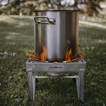 GasOne Stainless Steel Outdoor Propane Burner High Pressure Camp Stove with Adjustable Regulator & Steel-Braided Hose