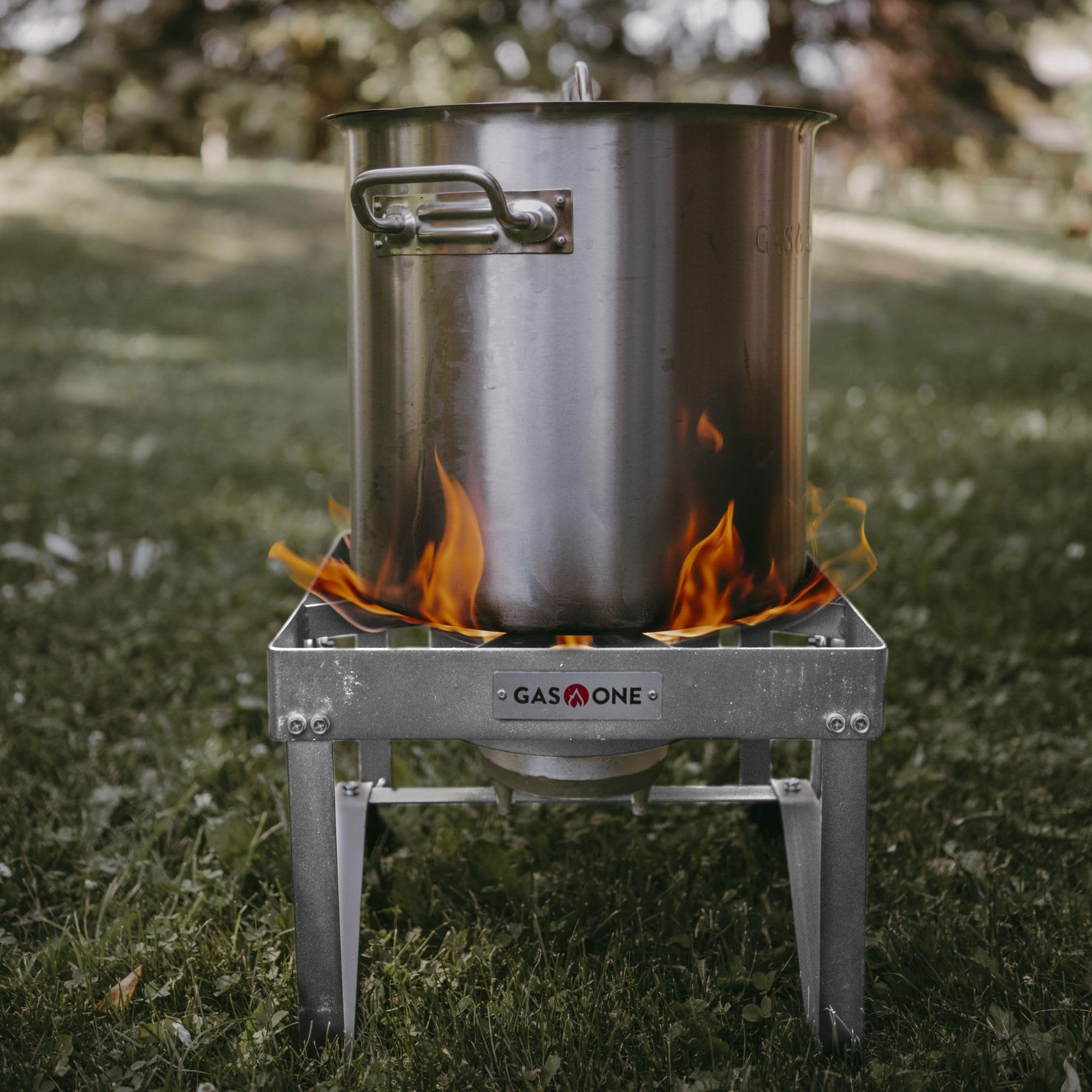 GasOne Stainless Steel Outdoor Propane Burner – High Pressure Camp Stove with Adjustable Regulator & Steel-Braided Hose