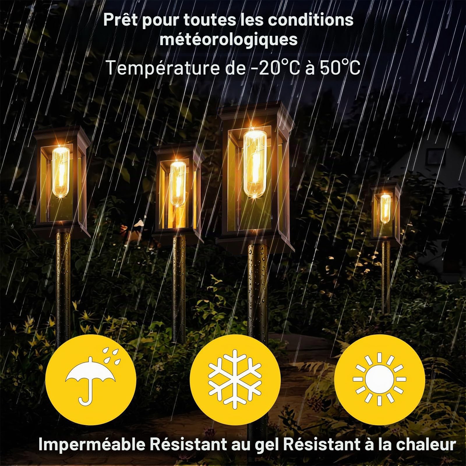 Lampe Solaire Exterieur Jardin, Lot de 8 Lampe Solaire Exterieur, IP65 Allumage Automatique Lampe Solaire Jardin pour Balcon, Terrasse, Chemin, Pelouse, Extérieur, Blanc Chaud