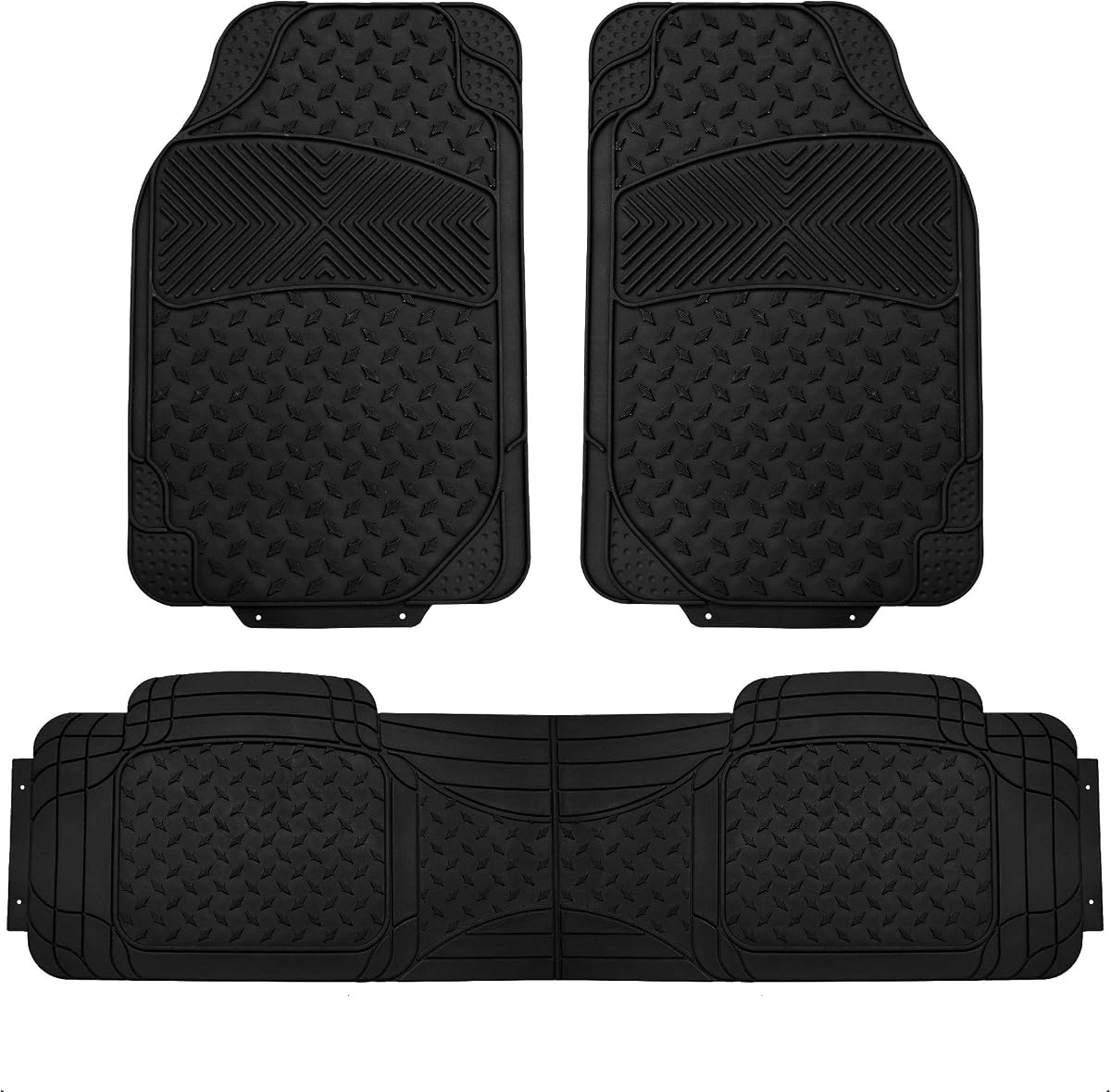 FH Group Alfombrillas para Coche - Alfombrillas de Goma de Alta Resistencia para Coches, Juego Completo de Ajuste Universal, Alfombrillas para Automotrices Recortables, Alfombrillas ClimaProof para la Mayoría de las Alfombrillas para Sedán, SUV y Camiones, Color Negro
