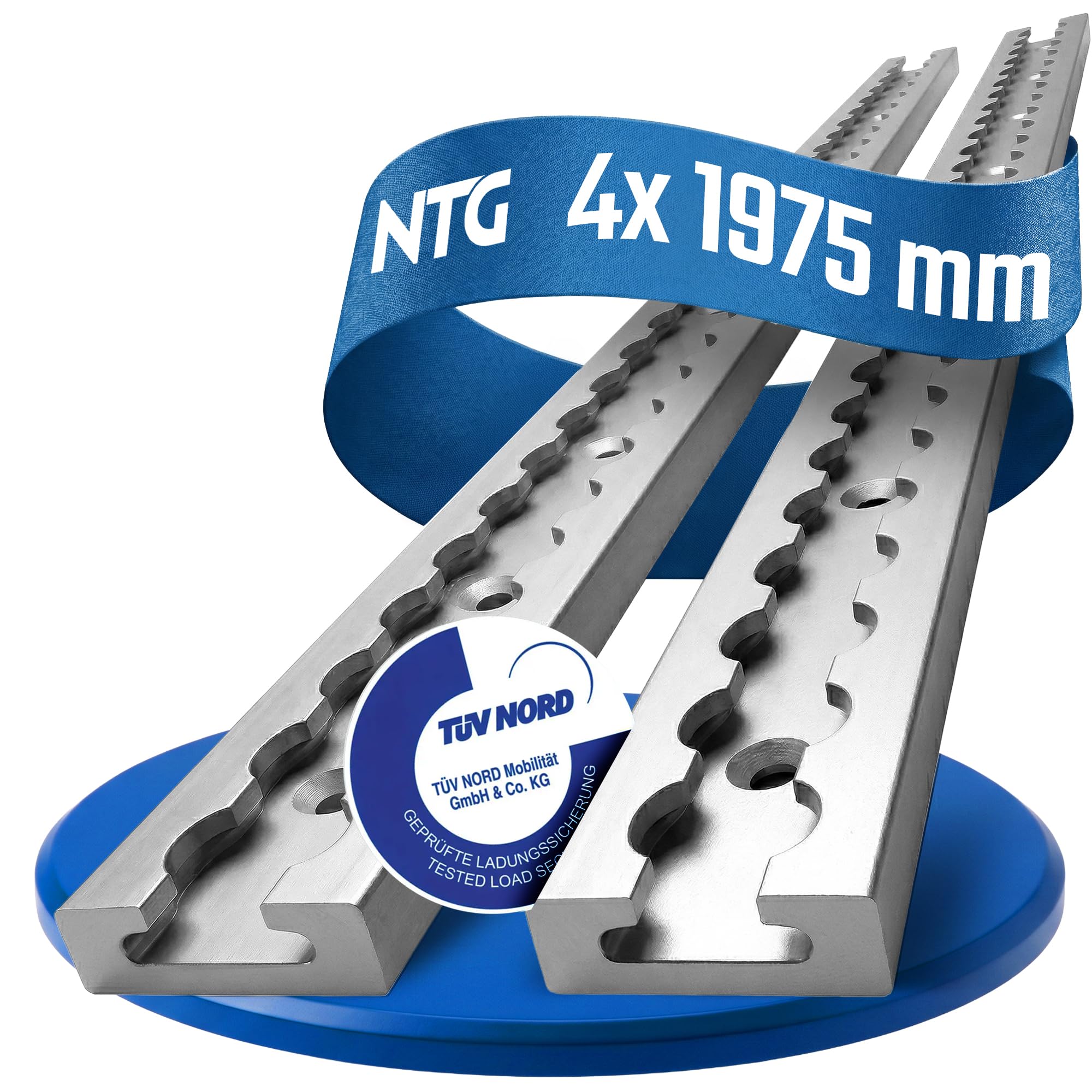 NTG Riel para aerolíneas, 4 unidades, 2 m, 1975 mm, rectangular, aluminio, certificado TÜV, accesorios para remolque, seguridad de carga, carril de amarre, para camiones, furgonetas, autocaravanas