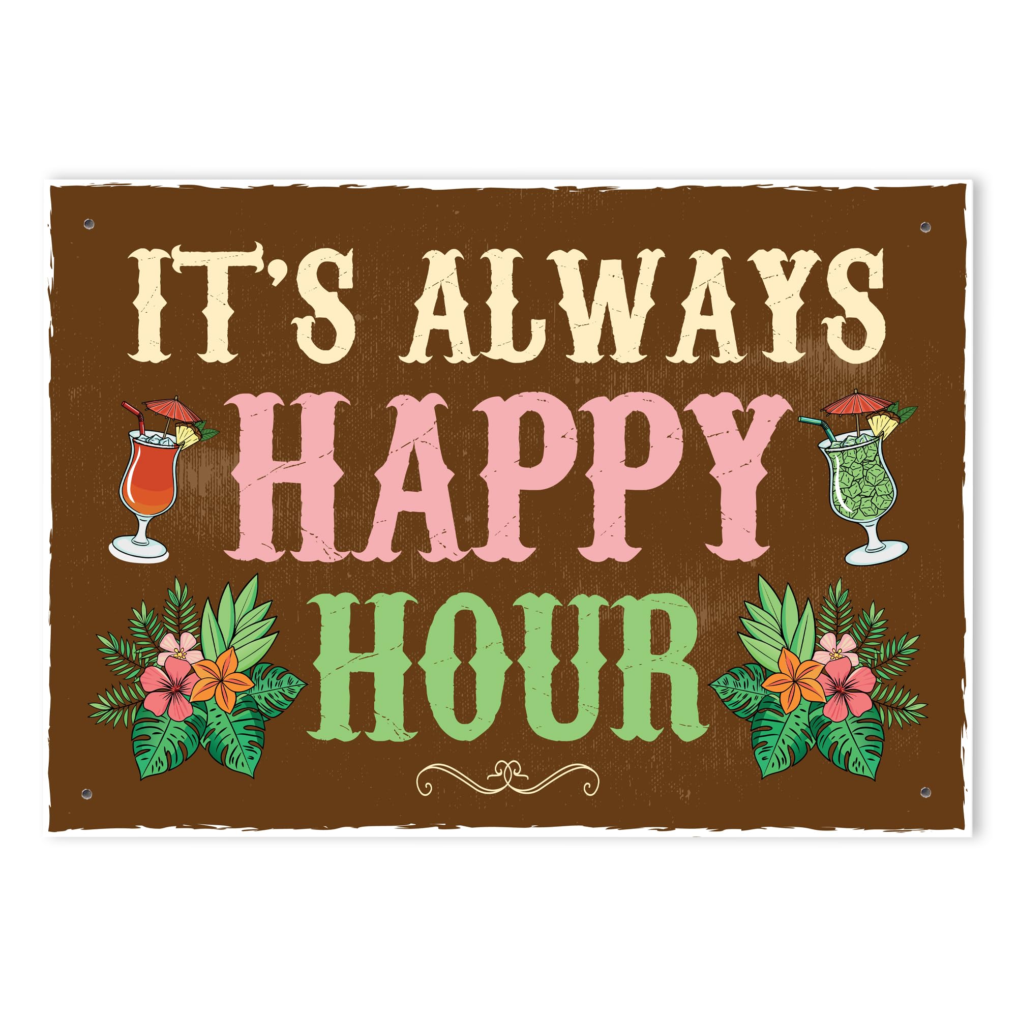 Red Ocean Novelty Bar Sign ITS ALWAYS HAPPY HOUR Tiki Bar Sign Funny Sign For Home Bar Patio Garden Yard Decor Gift For Men Women Bar Signs And Plaques
