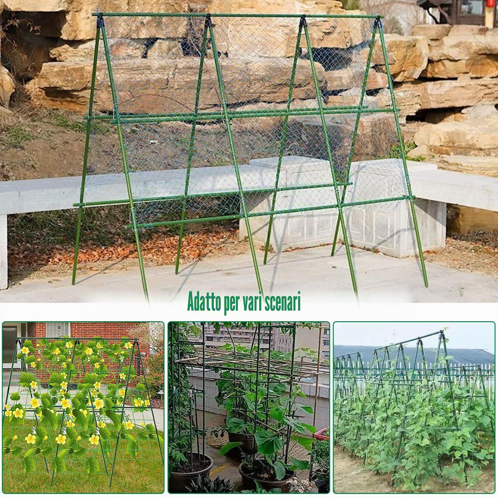 Supporto per piante rampicanti, adatto per cetrioli, soia, pomodori e altri tipi di verdure, così come il fiore di luna, traliccio in acciaio, lunghezza 120 cm
