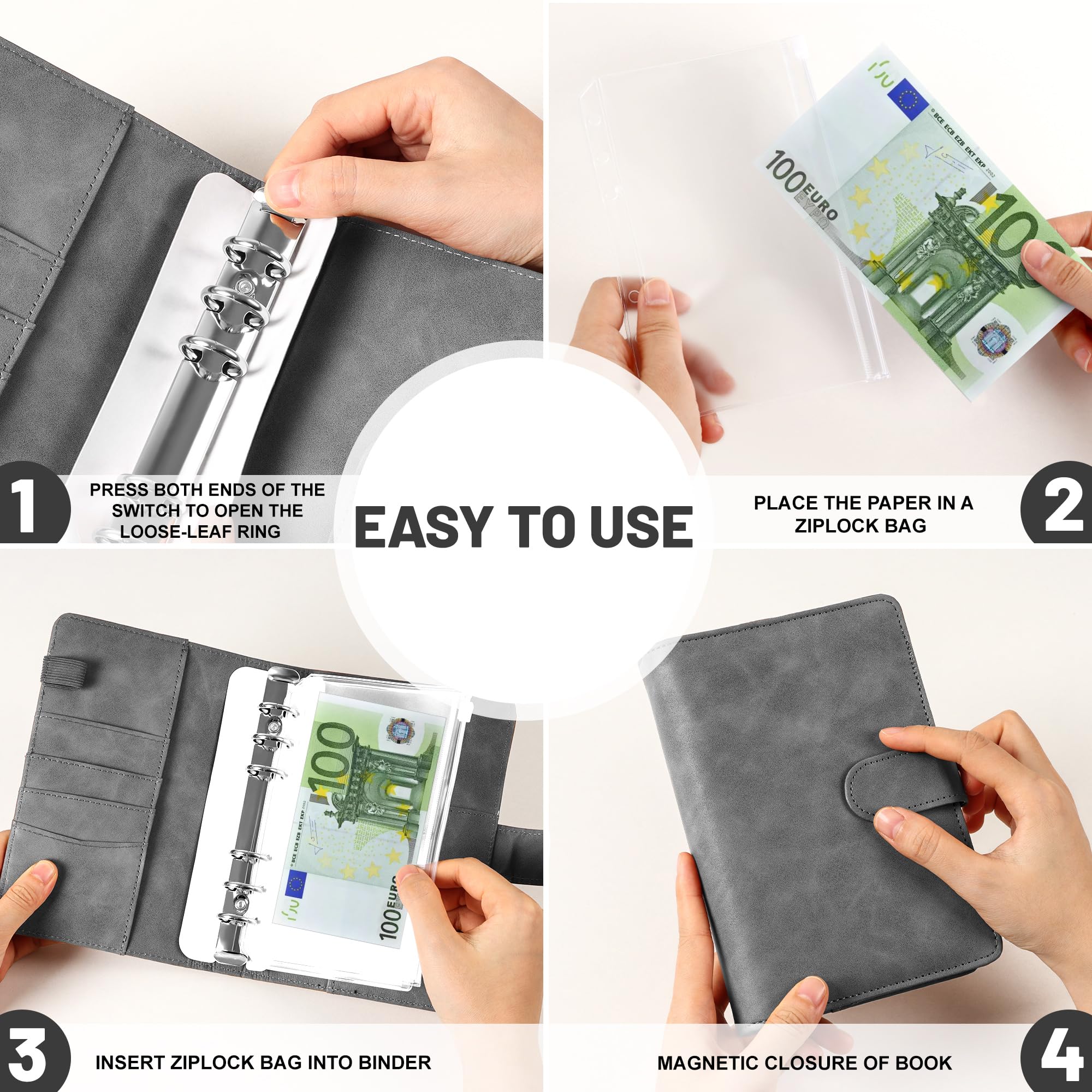 Planificateur Budget en Cuir A6 avec 10 Enveloppes et 24 Feuilles, Carnet Budget pour Maison, Bureau