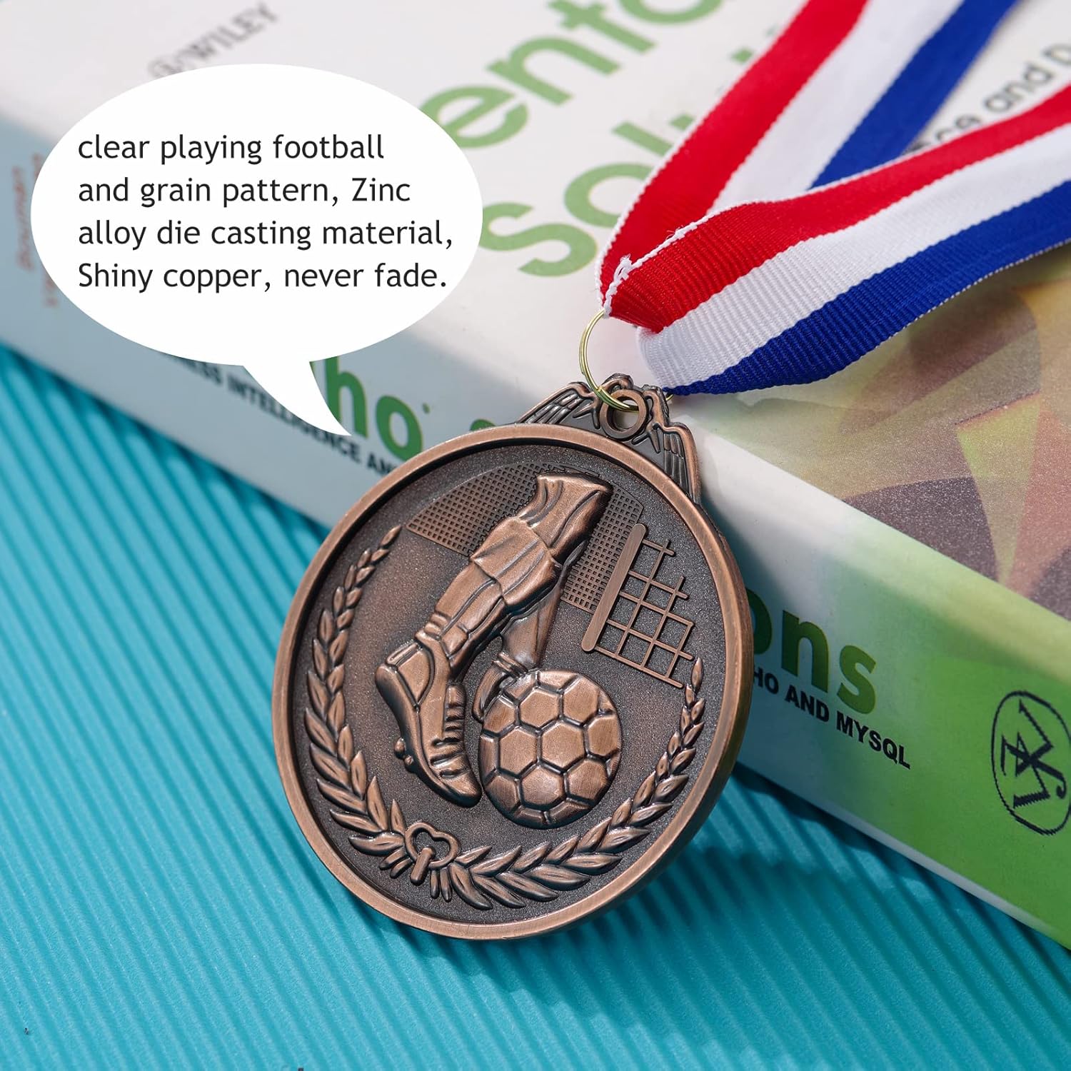 Soccer Medals 36 Pack Football Award Bulk Sports Medal Championship Medals with Blue String for Kids