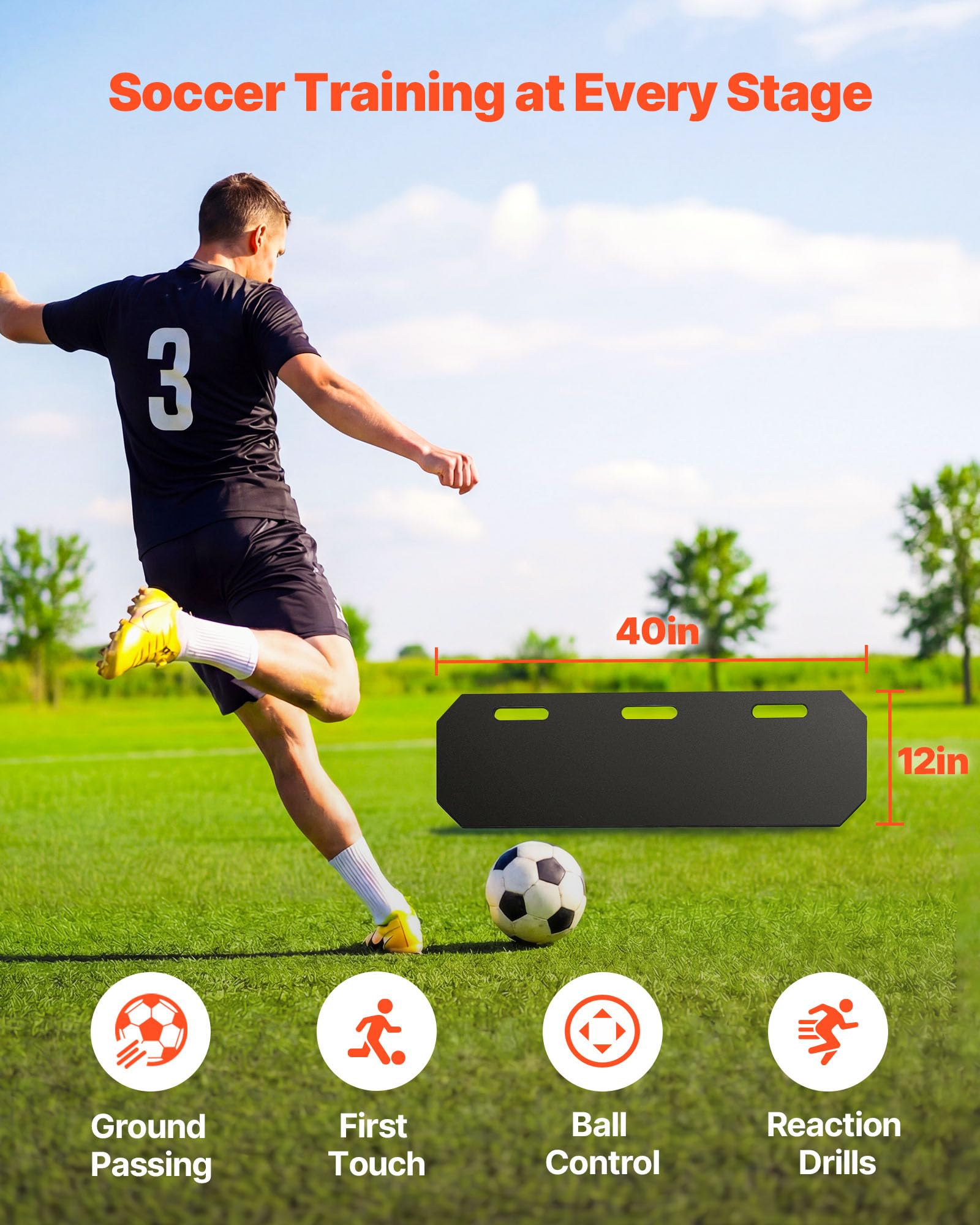 VEVOR Tabla de Rebote de Fútbol Ajustable Multiángulo Portátil Plegable Equipo Entrenamiento