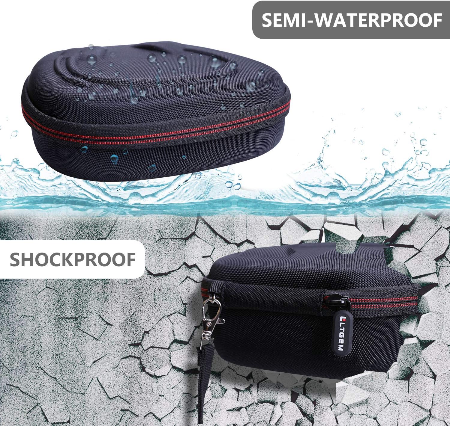 Headset Headphone Case Compatible with Logitech H390, H430, H570e, Zone 300, Zone 301 or JLab Go Work, JIAMQISHI, EAGLEND Headset, Black+Gray(Case Only) - Image 3