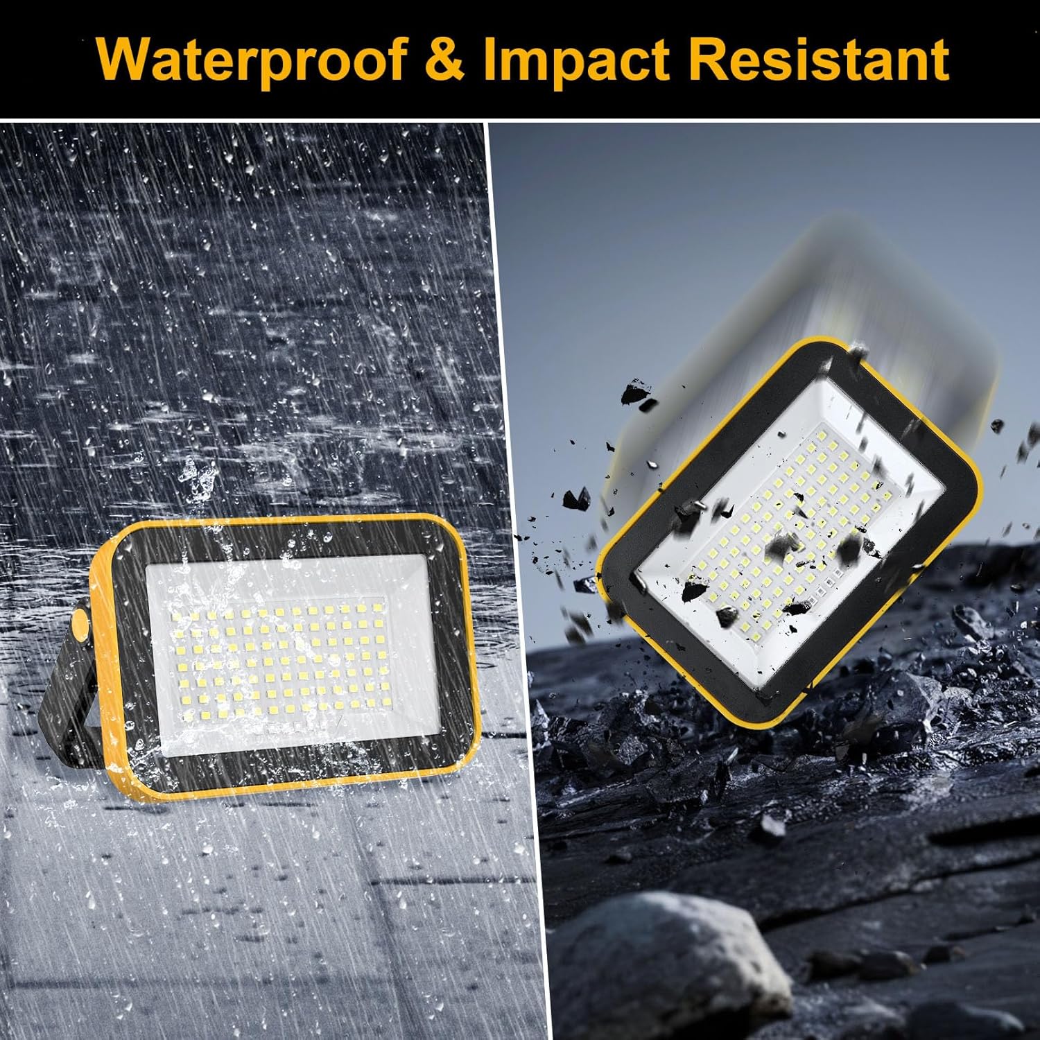 2 Pack 40W Rechargeable Work Light, 2400LM LED Work Light Battery Powered, Portable Flood Light with Stand Waterproof Job Site Lighting for Camping, Fishing, Hiking, Car Repaire with Emergency - Image 4