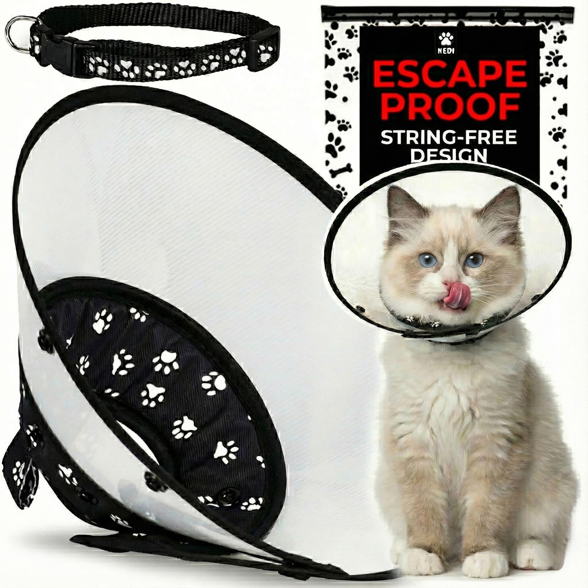 Photo 1 of Kedi Cats Solutions Black Cat Cone Collar - Small