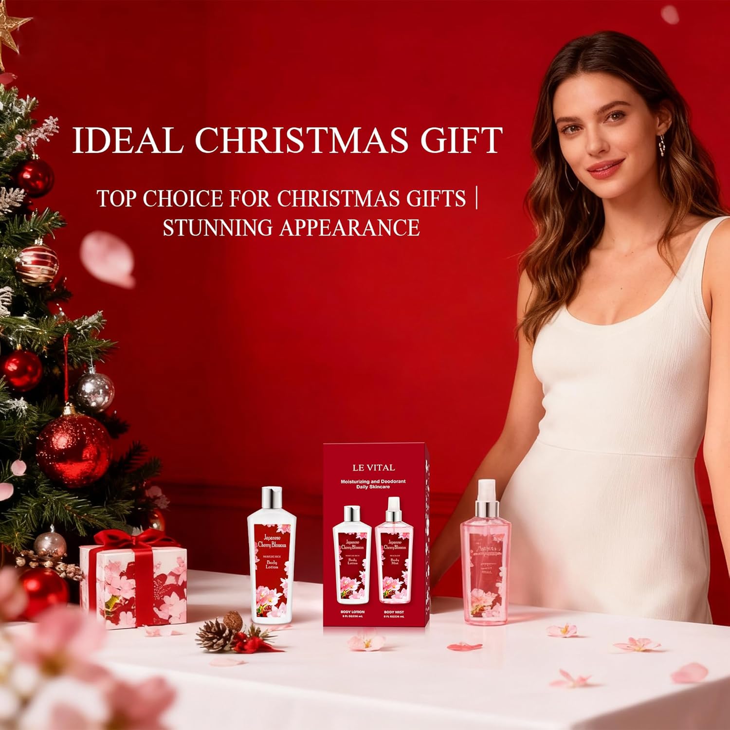 Japanese Cherry Blossom Bath and Body Care Set - Body Mist and Body Cream Set, Nourishing and Moisturizing Daily Skincare - 8fl.oz / 236mL Each (2-Piece Bundle) - Image 8