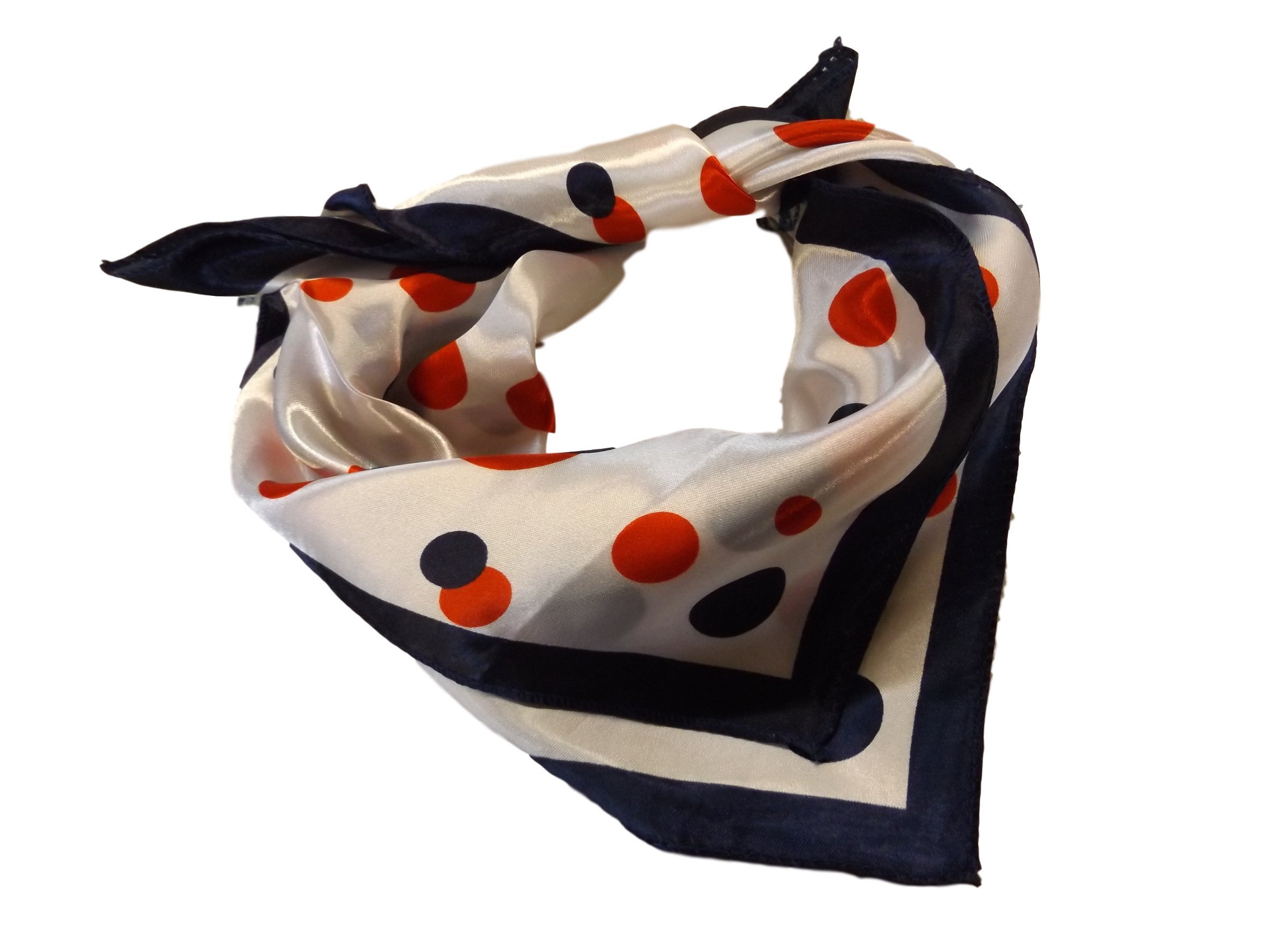 Heyjewels Elegant Polka-Dot Begie Red Silk Feel Neckerchief Square Scarf for Head Neck Hat