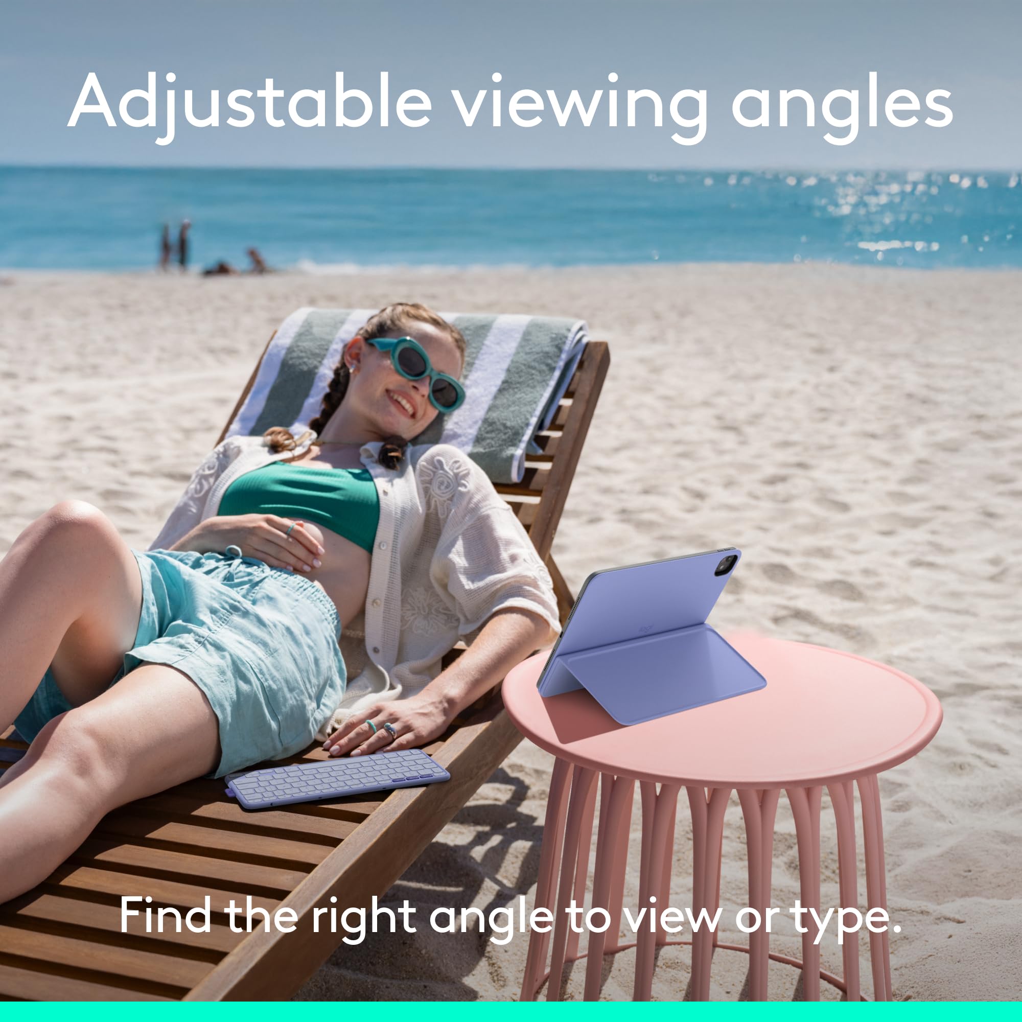 Logitech Flip Folio, Keyboard Case for iPad Pro 11-inch (M4 & M5) & iPad Air 11-inch (M2 & M3)(5th Gen - 2024) - Protective & Stowable Bluetooth Keyboard Case, Multi-Device - Lilac