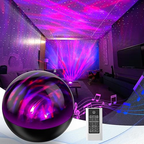 Galaxy Projector, LED Star Projector 8 White Noise and Colorful Lights Modes, Star Projector Night Light with Bluetooth Music Speaker and Remote Control Timing Aurora Projector for Bedroom Room Decor