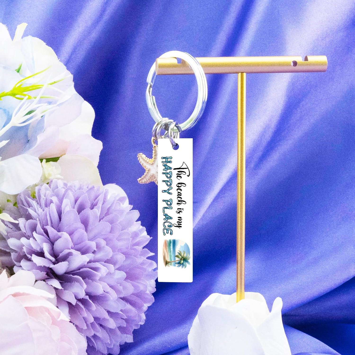 Beach Keychain Gifts for Women Unique Coastal Beachy Seashell Keychain for Her Him Teen Girls Boys Friends Thoughtful Summer Beaches Birthday Gift Starfish Accessories-The Beach Is My Happy Place - Image 6