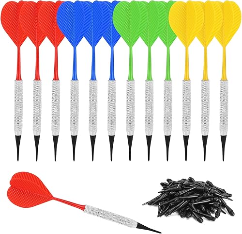 Accmor Soft Tip Darts, Bar Dart, Plastic Tip Darts Set, Attach Extra 100 Black 2BA Replacement Tips, Soft Tip Darts for Electronic/Plastic Dartboard
