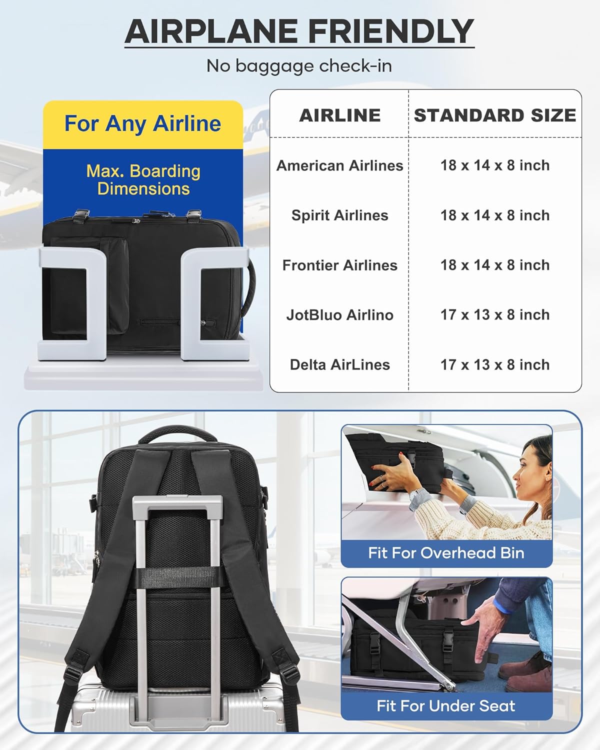 Vacuum Seal Backpack Travel With Pump,Mochila De Viaje Compresion Al Vacio,Personal Item Travel Backpack With Vacuum System,Large Carry On Vacpack Backpacks For Women Men,Black - Image 7