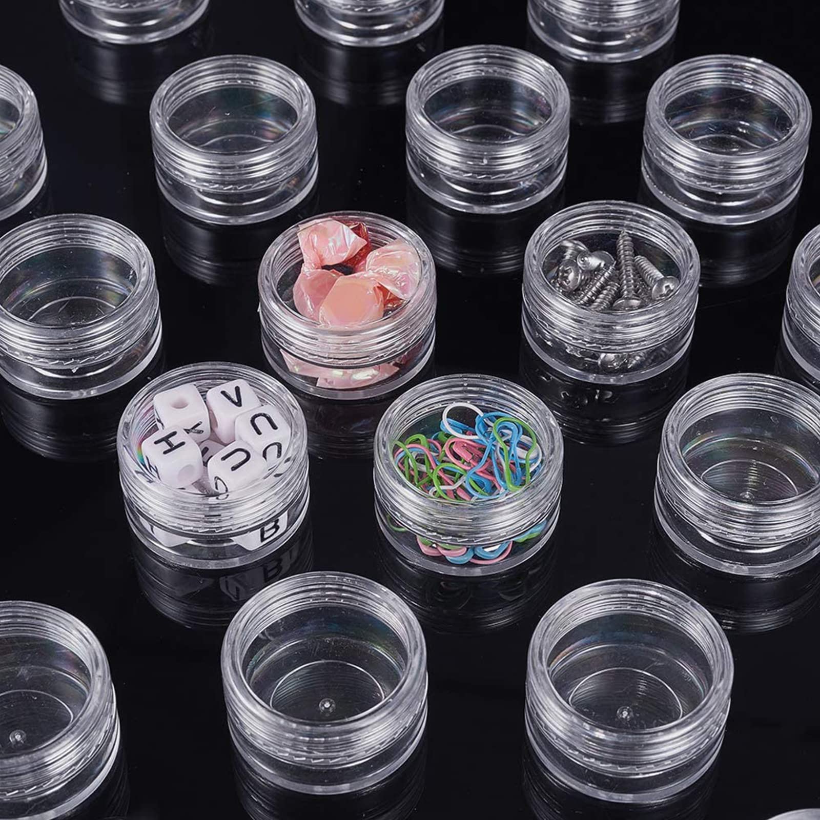 100 Pz Vasetti Cosmetici, 3ml Contenitori Cosmetici Vuoti con 15 Mini Spatola e 105 Adesivi, Barattolini Plastica Piccoli con Tappo per Lozioni, Creme
