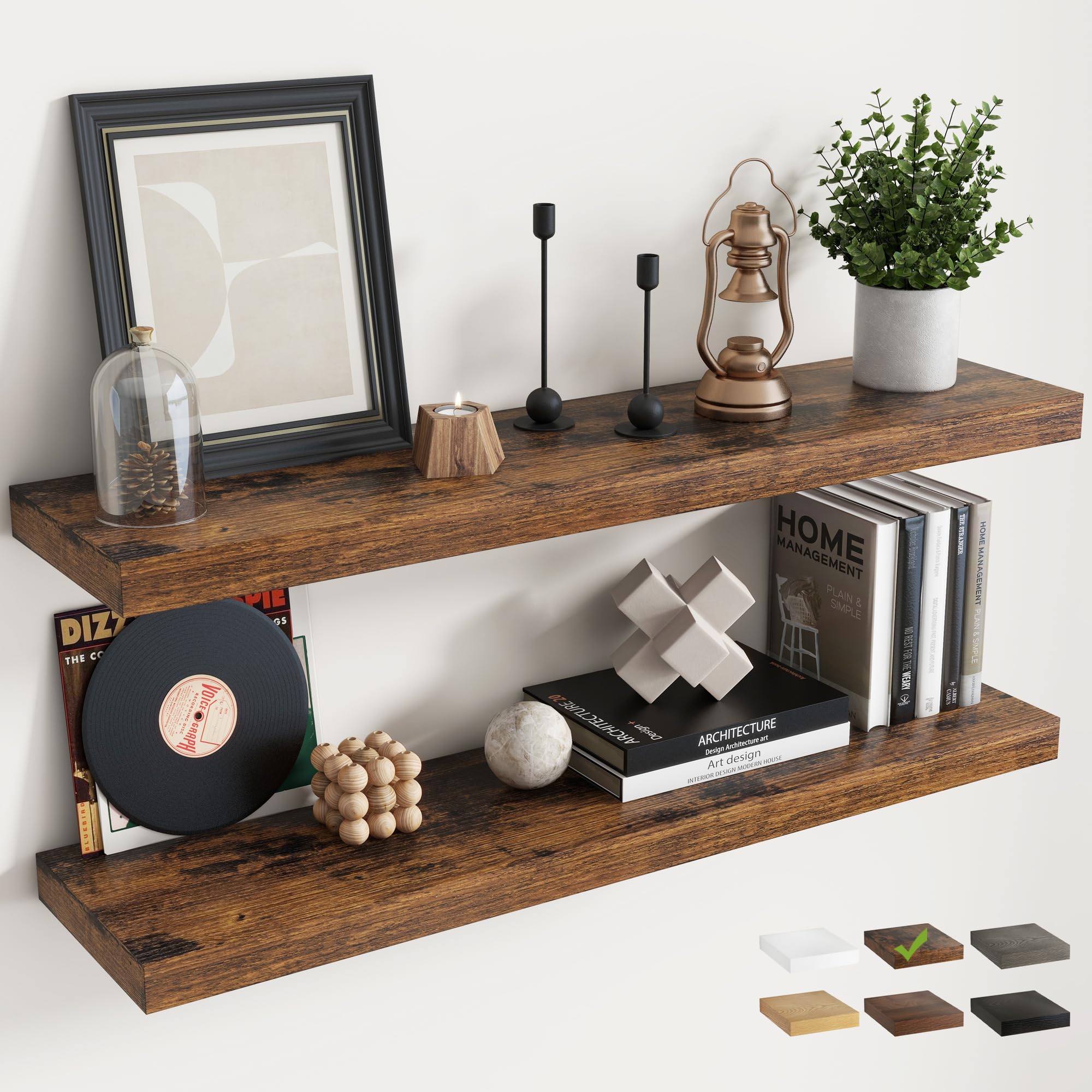 Marsmiles 100 CM Floating Shelves, Wall Shelf, Bookshelf, Brown, 2Pcs