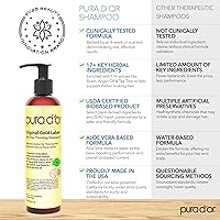 Vista 4 de Pura D'or 8 Oz Champú de biotina original de etiqueta dorada anticaída con aroma natural a tierra, resultados clínicamente probados, mezcla herbal