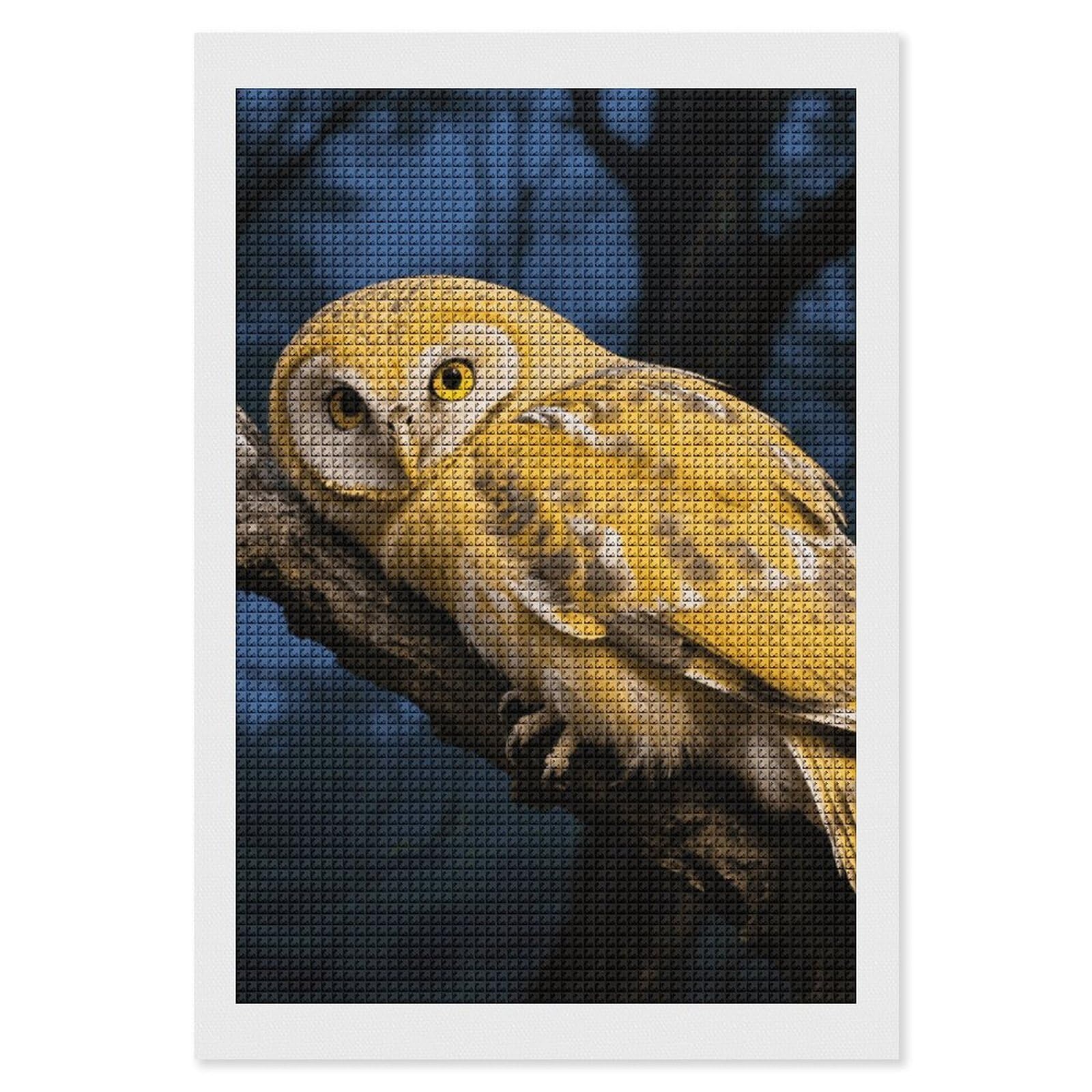 FodPand Yellow Snowy Owl 5D Diamond Painting Kits for Adults Beginners Full Drill Square Diamond Dots Pictures Gem Art Supplies for Home Wall Room Decoration DIY Craft Set Gift 8X12