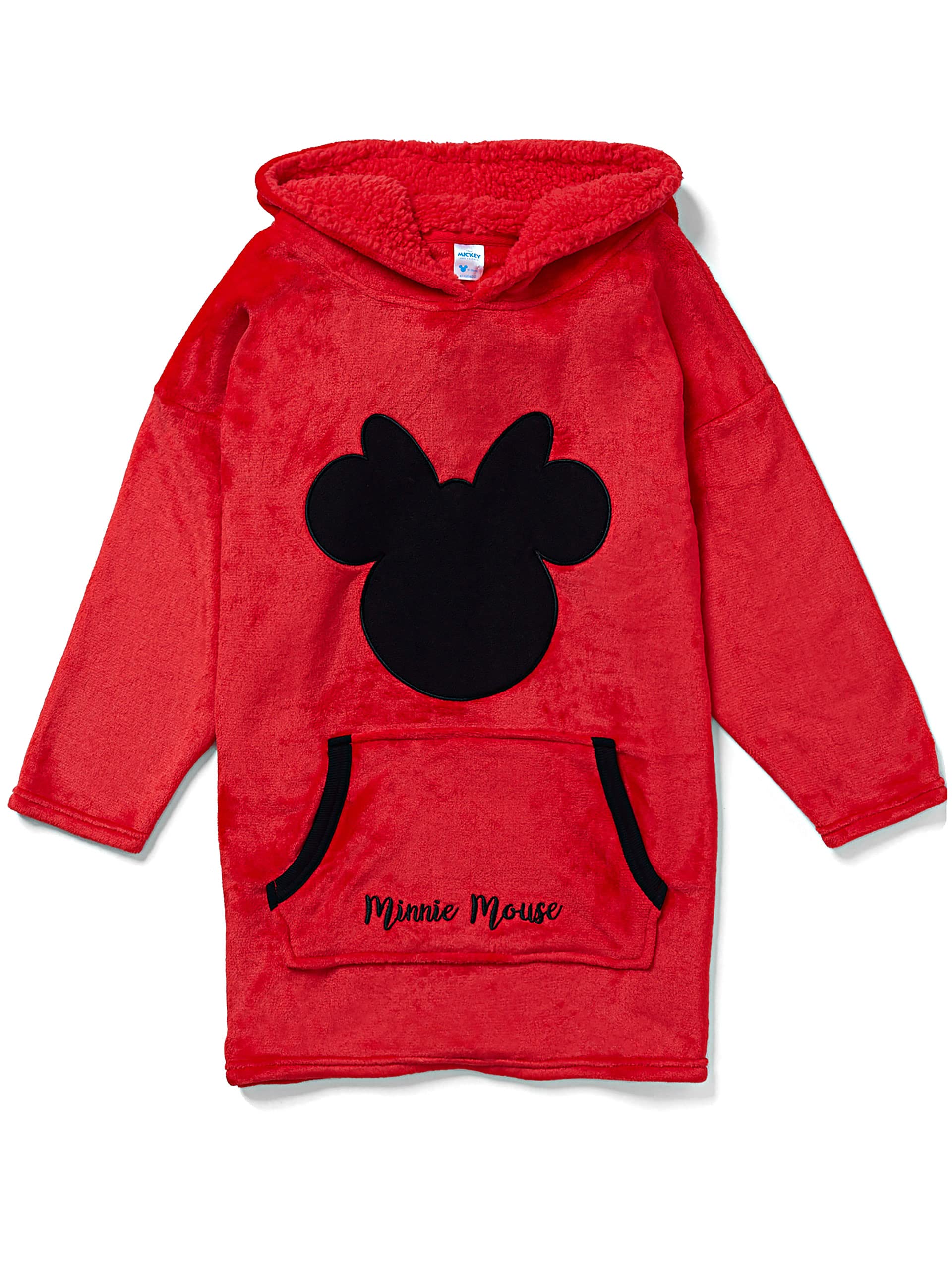 Minnie Mouse Oversized Fleece Blanket Hoodie Loungewear - Kids One Size Red