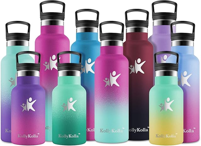 KollyKolla Stainless Steel Water Bottle with Straw, 750ml, Insulated Water Bottle, BPA-Free Vacuum Metal Drinks Bottles, Leakproof Reusable Flask for Hot/Cold Drinks, Kids, Adults, Sports, Travel