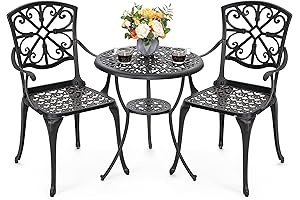 NUU GARDEN 3 Piece Outdoor Bistro Set: A Picturesque Tea Table Set for Backyard Bliss