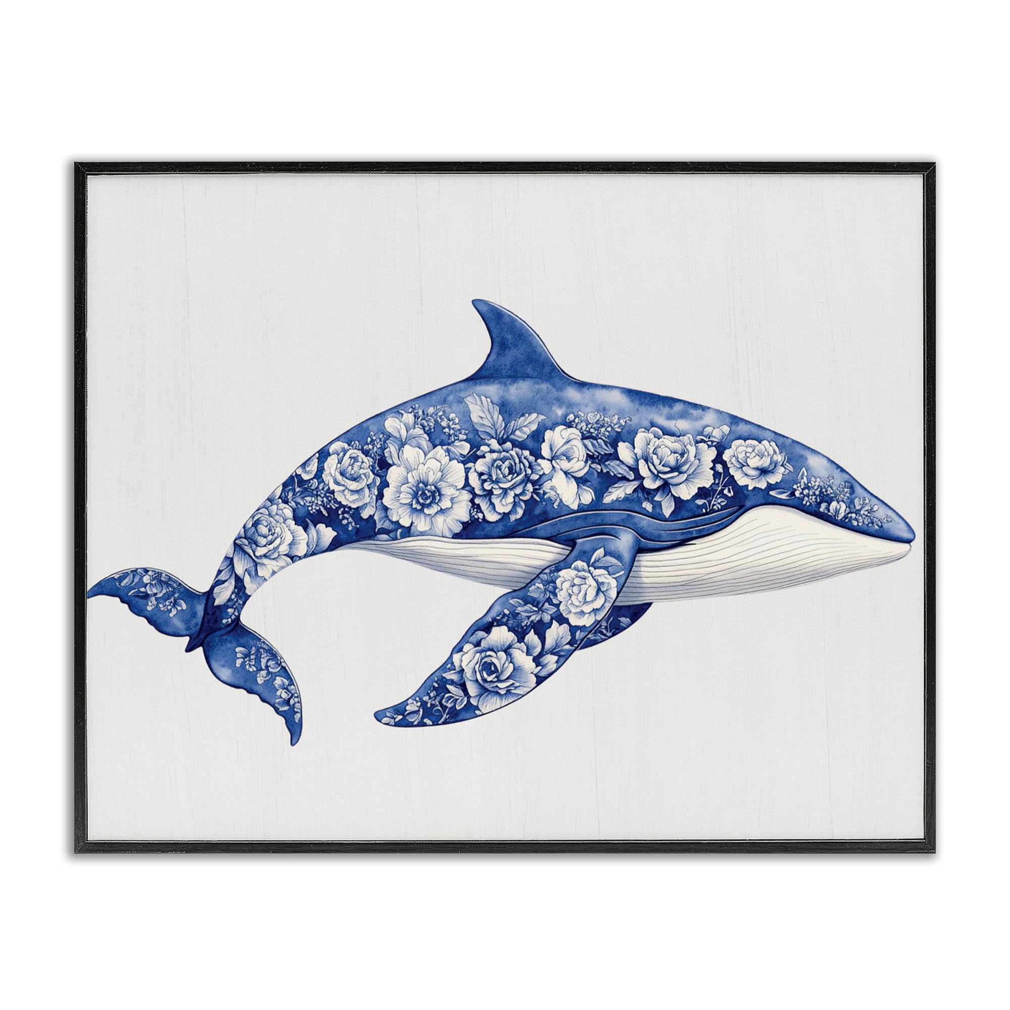 'Floral Toile Whale'| Framed Giclee Art