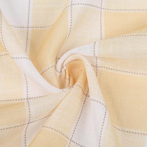 Miniatura 5 de GlowSol Cortinas de cocina de 24 pulgadas de largo, cortinas de lino con textura de cuadros para cafetería, paneles de ventana de cocina a cuadros,