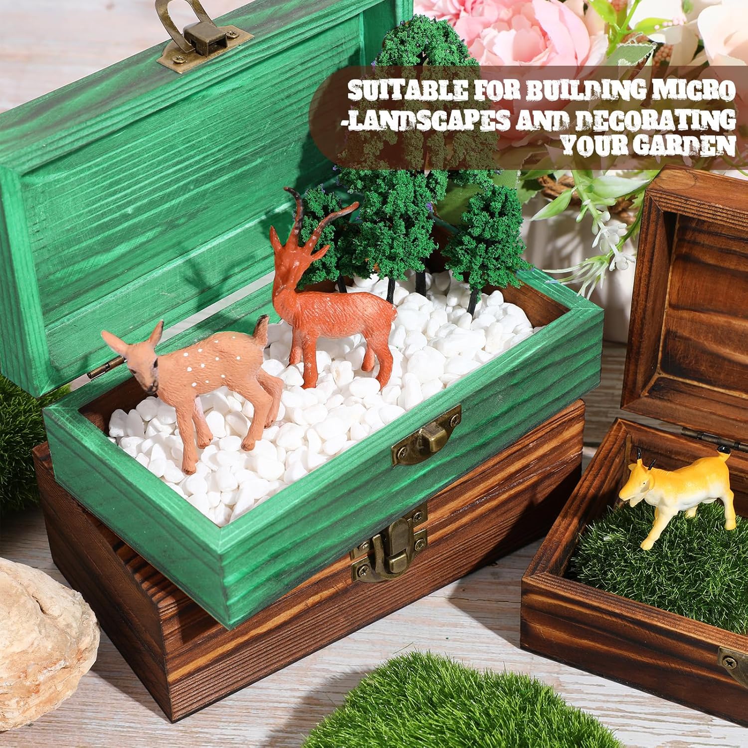 Vesici 12 Pcs Wooden Boxes for Crafts 5.9 x 3.1 x 2 Inch Small Unfinished Wooden Boxes with Hinged Lids DIY Jewelry Box Gift Box Keepsake Treasure Chests for DIY Craft Holiday Party Gifts(Walnut)