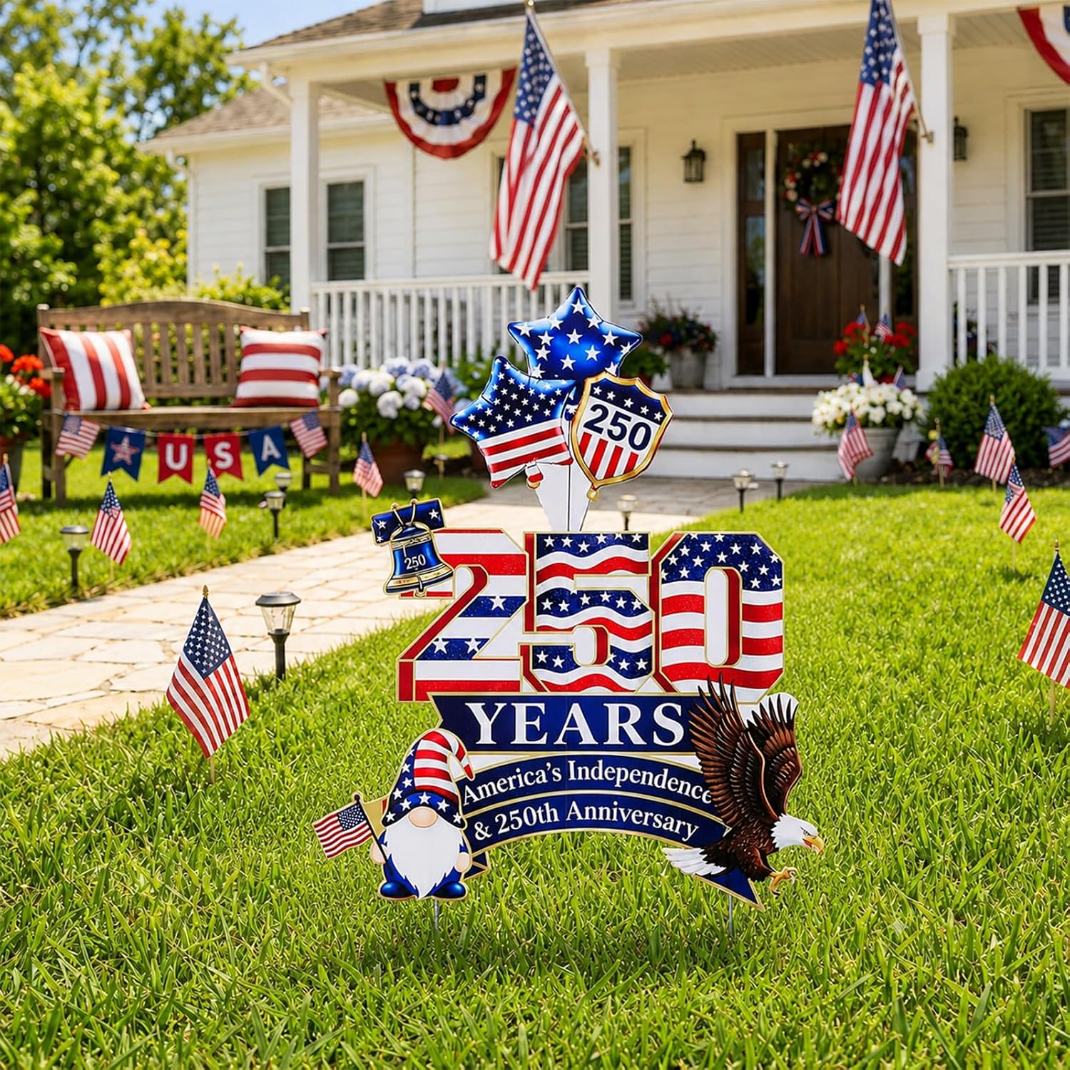 250th Anniversary Decorations 1776-2026 Patriotic Flag Eagle Party Decorations 250 Years of Freedom Outdoor Welcome Sign for Lawn Garden Yard Parade USA Birthday Patriotic Decorations image 4