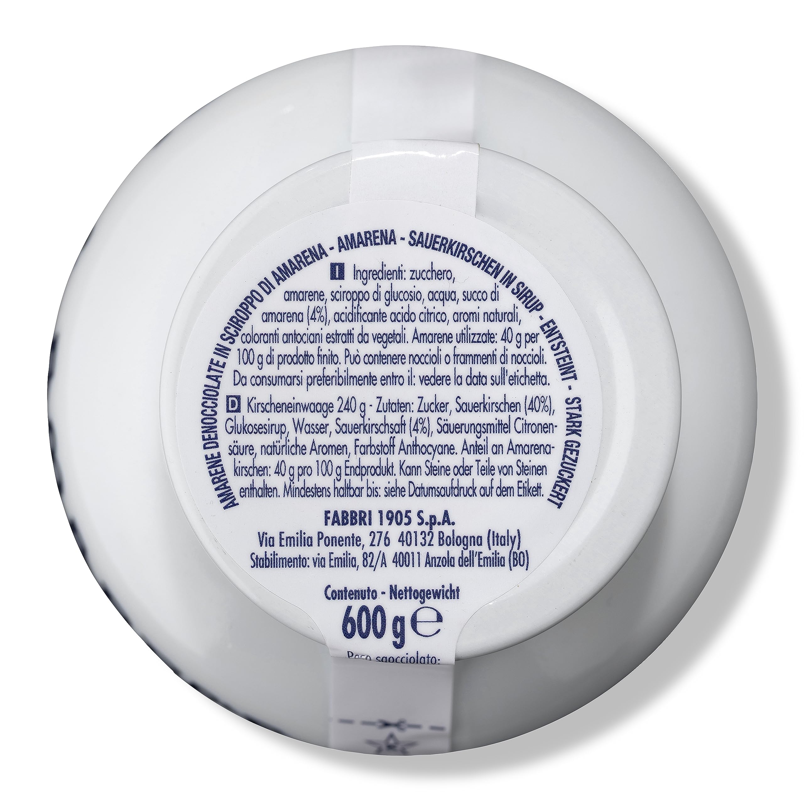 Food-United AMARENAKIRSCHEN 2x600g Opaline | FABBRI 1905 | in Sirup | Halb-Kandiert | Amarene | Amarena-Kirschen aus Italien | fabbri amarena cherries | für Joghurt-Eis Dessert Topping Cocktail