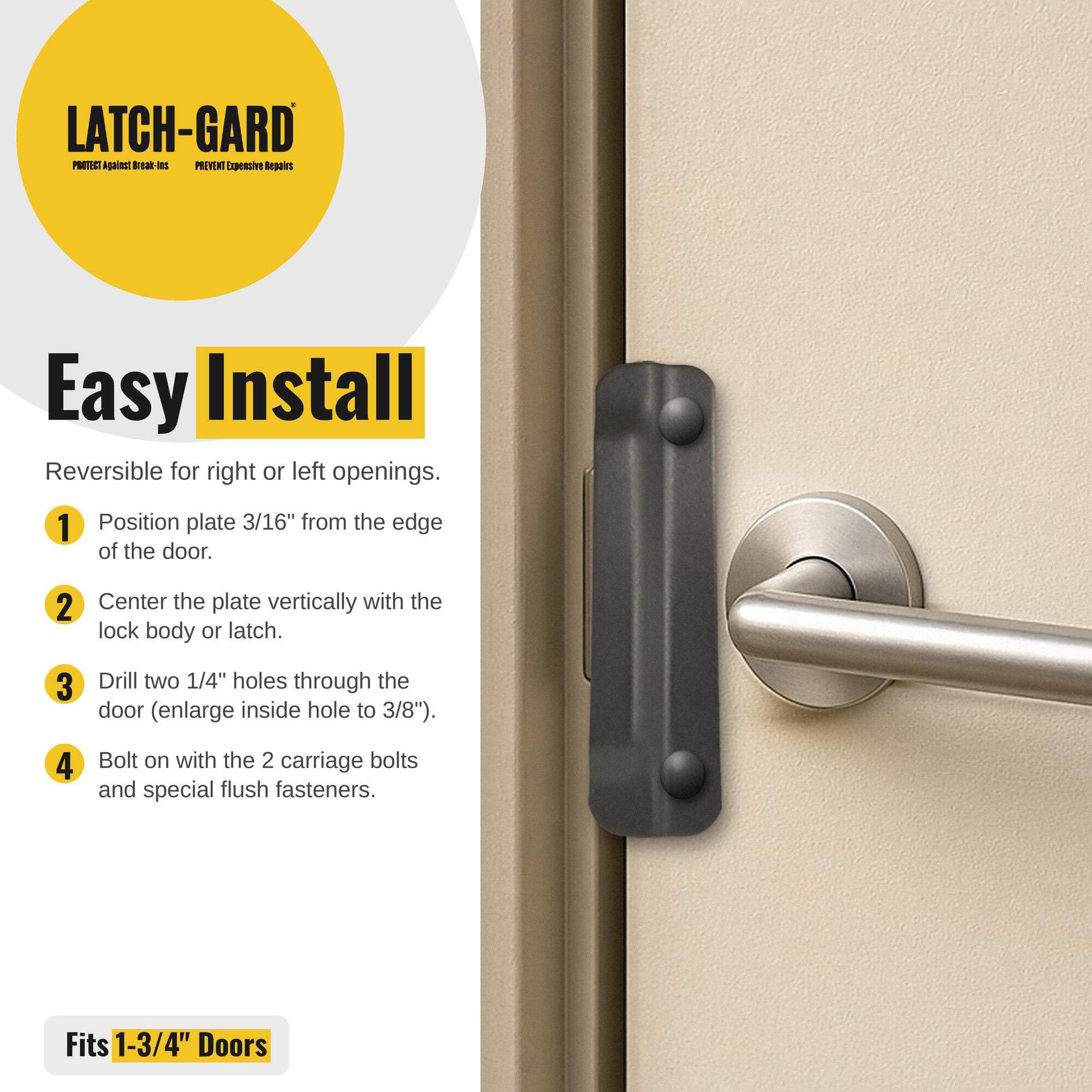 Latch Guard LG120D Door Latch Plate - Steel Security -4