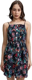 Tokyo Talkies Women's Floral Mini Flared Dress | Strappy Shoulders & Playful Silhouette | Chic & Effortlessly Feminine Price In India