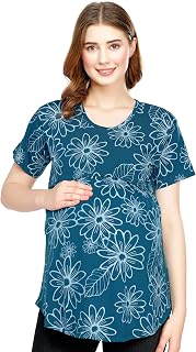 ZEYO Women's Cotton Maternity Top Floral Printed Feeding Regular Fit T-Shirt 5814 Price In India
