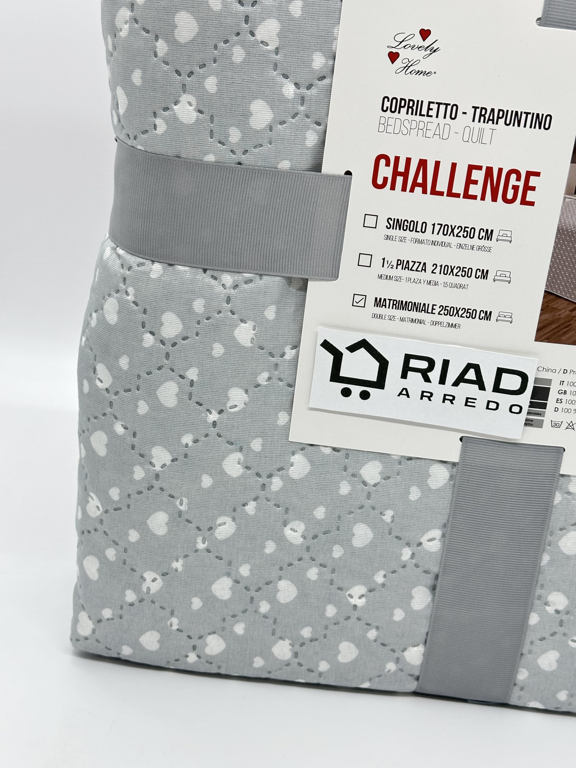 Trapuntino Matrimoniale A Cuoricini - Microfibra Leggera, 250x250 Cm, Tortora - Foto 11