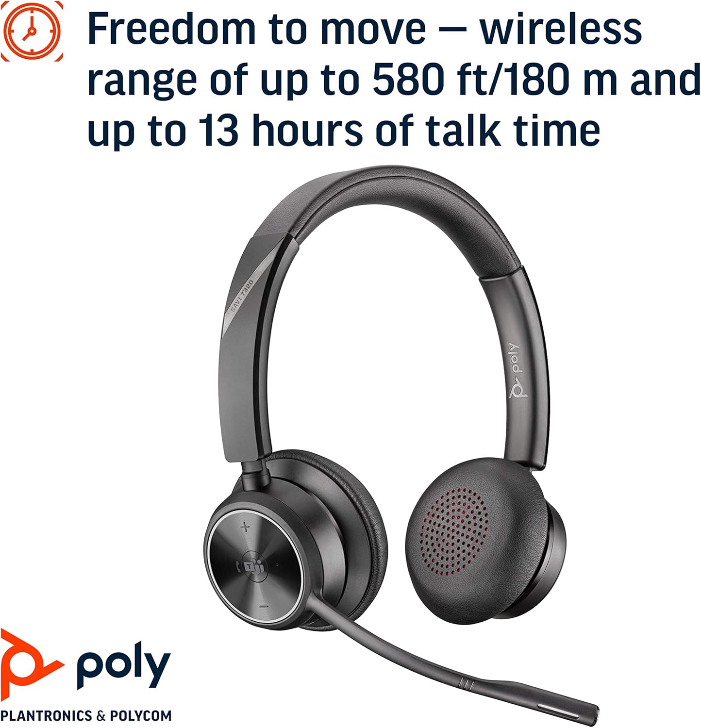 Poly Savi 7320-M Ultra-Secure Wireless DECT Headset System - Microsoft Teams Certified Version