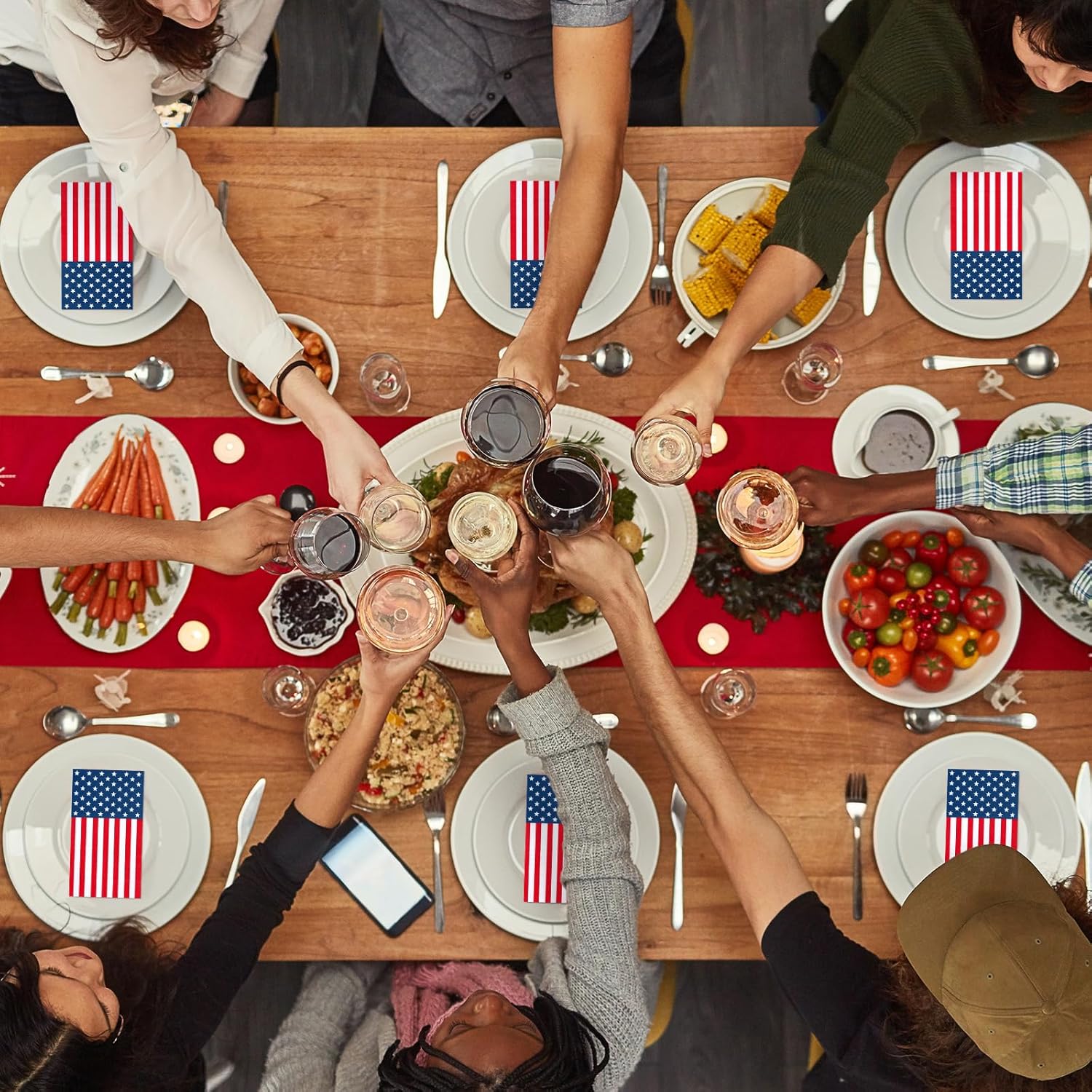Whaline 80 Pcs Patriotic Guest Napkins American Flag Disposable Paper Napkin 4th of July Party Dinner Hand Napkin Towel for 250th Anniversary Independence Memorial Day Birthday Supplies Table Decor