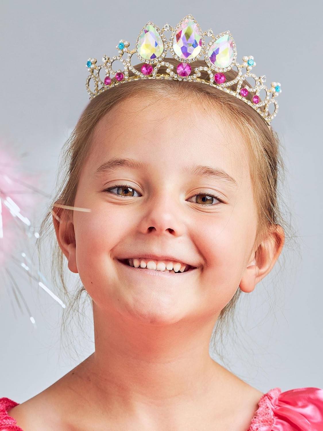 SWEETV Princess Tiaras for Little Girls, Kids Dress-up Crown Headband, Birthday Wedding Halloween Cosplay Hair Accessories - Image 4