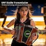 UHF Accordion Wireless Microphone Dual Transmitter, Instrument Mic System with Detachable Magnetic Clip, Piano Guitar Violin Cello Pickup for Stage Performance, Concerts, Recording,196FT