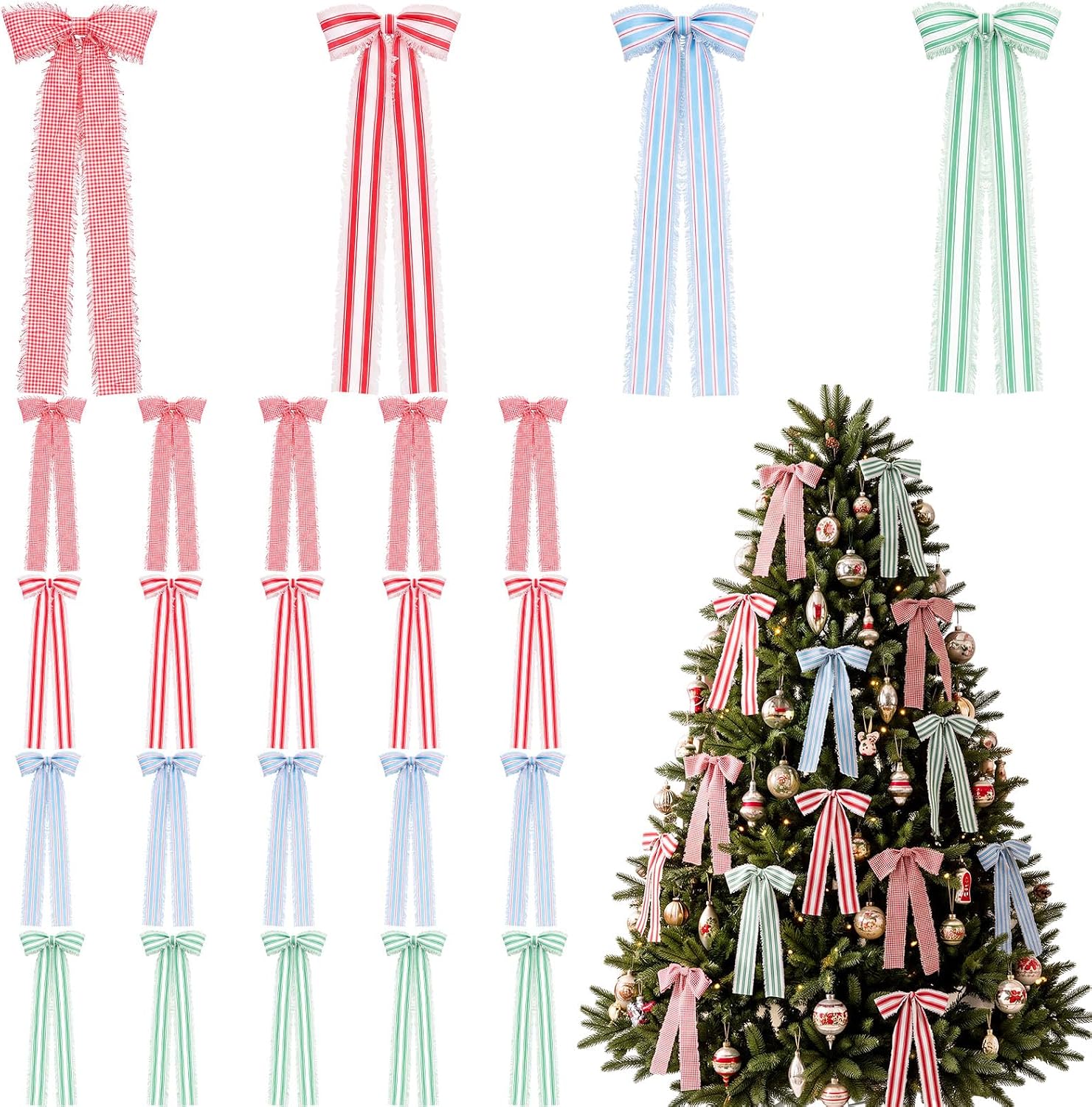 Yinder 24 Pcs Thanksgiving Wreath Bows Fall Fabric Bows for Christmas Tree