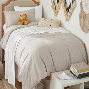 Bedsure Prewashed Twin/Twin XL Duvet Cover, Cotton-Like Bedding Set, Linen | Ultra Soft, Relaxed Texture, Breathable Comfort, Hidden Zipper, 8 Corner Ties, Easy Care, OEKO-TEX Certified, Year-Round Use