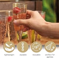 MATANA Prémium Műanyag Pezsgőspohár Szett Arany Csillámmal - 48 db, 133 ml, Mosogatógépben Mosható, Esküvőkre, Partikra 2